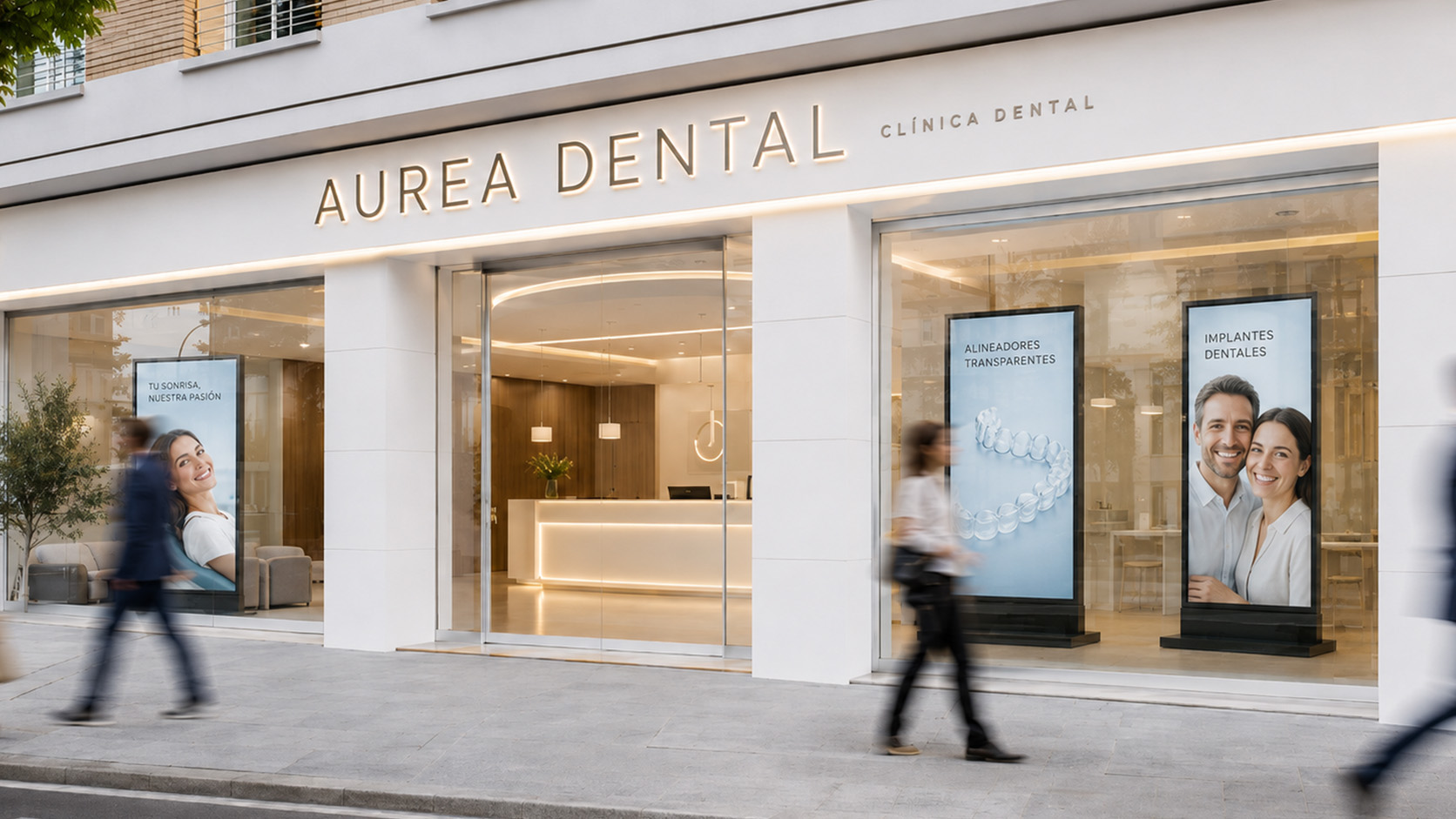 Clínica dental con pantallas digitales